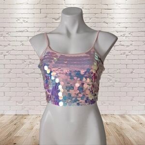 Bear Dance Pink Sequin Crop Top